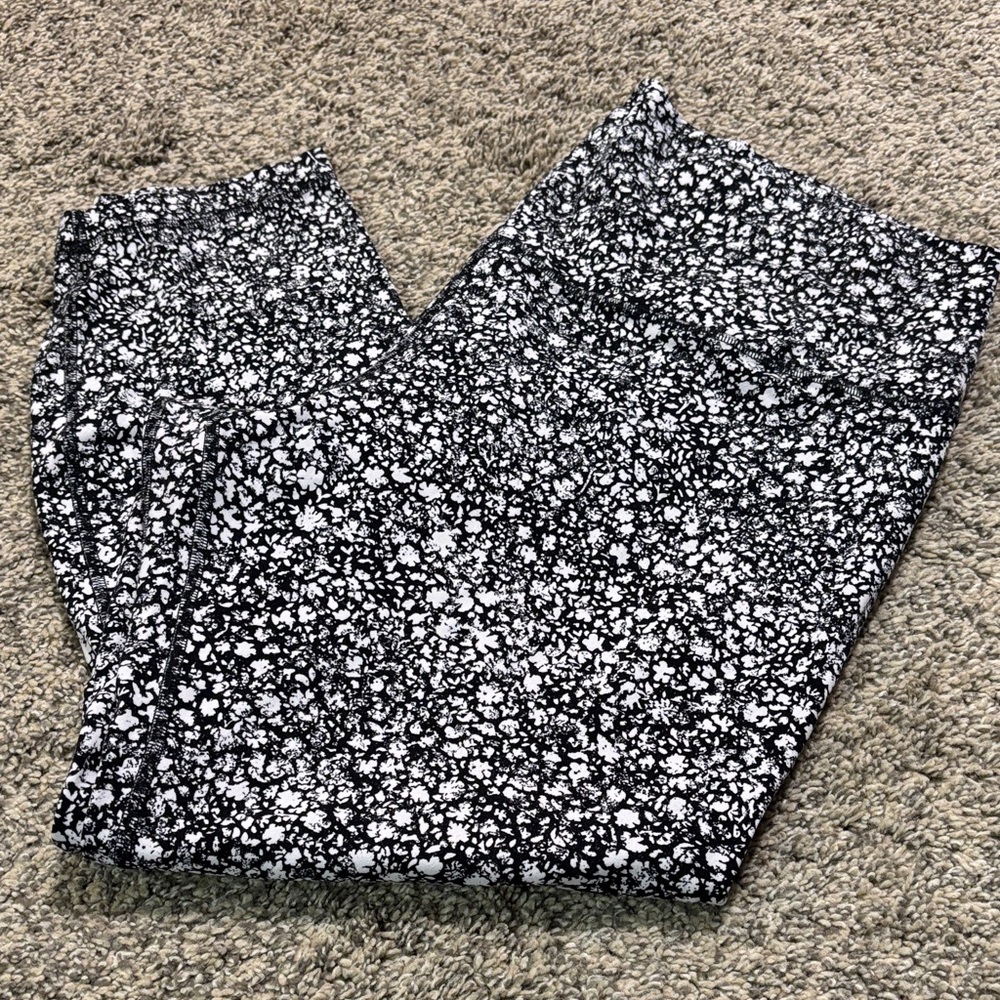 lululemon athletica Black and White Floral Leggings